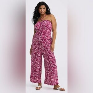torrid Pink Floral Strapless Jumpsuit